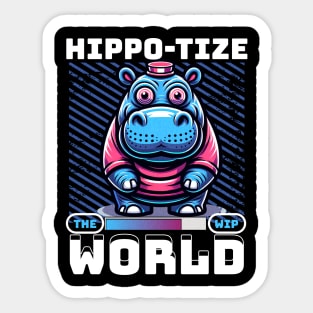 Funny Hippopotamus Design Hippo-Tize the World Kids Women Sticker